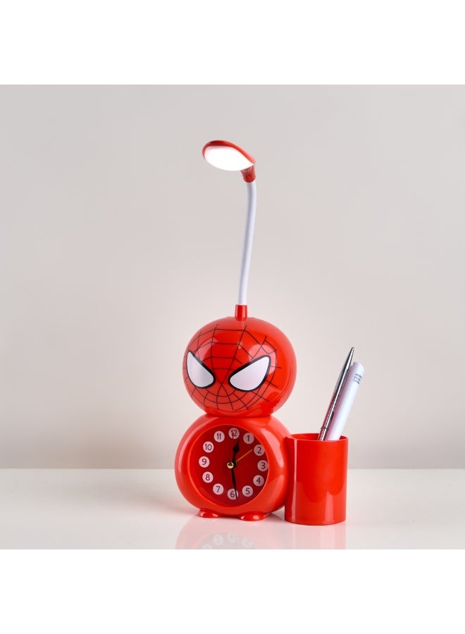 NAGAFA SHOP Spiderman Desk Lamp – Red Acrylic Design with Clock and Pen Holder for Kids3*3 - Image 1