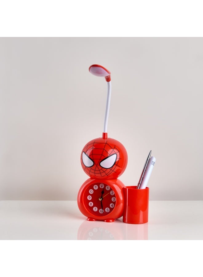 NAGAFA SHOP Spiderman Desk Lamp – Red Acrylic Design with Clock and Pen Holder for Kids3*3 - Image 2