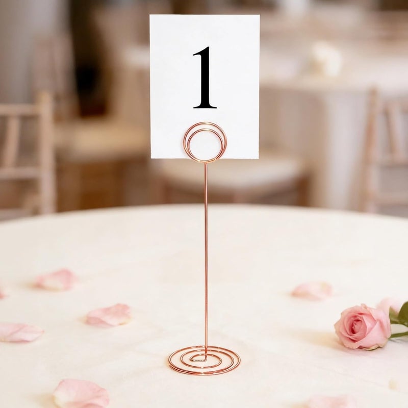 24 Pcs Metal Photo Holders Set, Gold Silver Rose Gold, 8.7 In/22 Cm Stands, Wedding Table Number Holders with Secure Base - Image 2