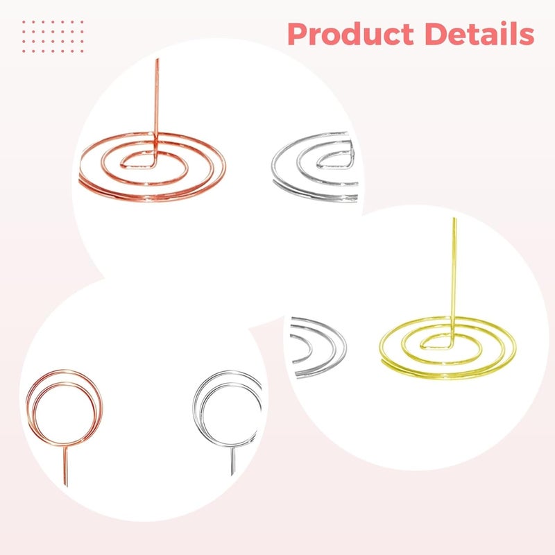 24 Pcs Metal Photo Holders Set, Gold Silver Rose Gold, 8.7 In/22 Cm Stands, Wedding Table Number Holders with Secure Base - Image 3