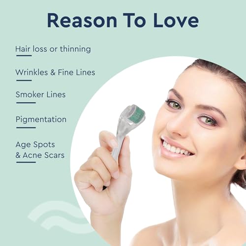 GUBB Derma Roller 0.5mm for Face - Microneedling Tool for Acne Scars,Wrinkles,Beard Growth Stimulator,Skin Rejuvenation,Stretch Marks,Glowing Skin and Hair Regrowth - Transparent Green - Image 4