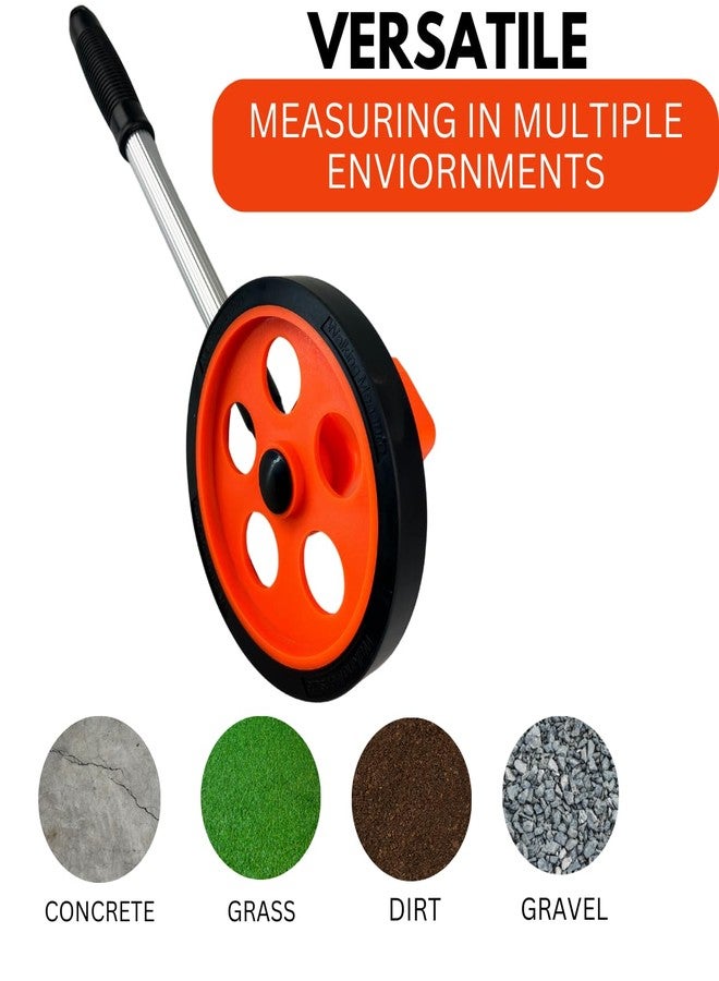 برسايذ اي شريط قياس دقيق بعجلة مشي بطول 1000 قدم | عداد مدمج بأربعة أرقام | قطر العجلة 5.5 بوصة | مقابض قابلة للتعديل من 13.5 بوصة إلى 34 بوصة | مثالي للاستخدام في الهواء الطلق، وتنسيق الحدائق، والمسح، والبناء - Image 4