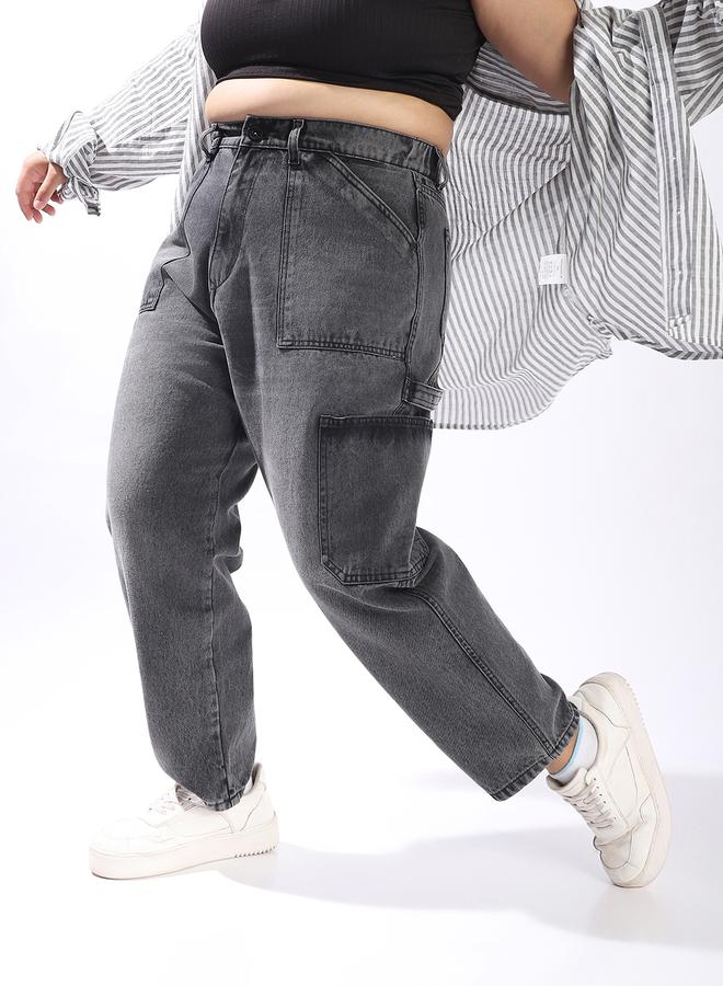 هاي ستار جينز كارغو نسائي بخصر مرتفع بقصة أم مسترخية - Image 2
