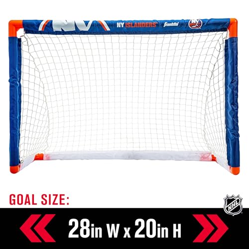 Franklin Sports New York Islanders Mini Hockey Set - Knee Hockey Goal, Ball, & 2 Hockey Stick Combo Set - Mini Goal Net - NHL Official Hockey Set , 28" x 20" x 12" - Image 3