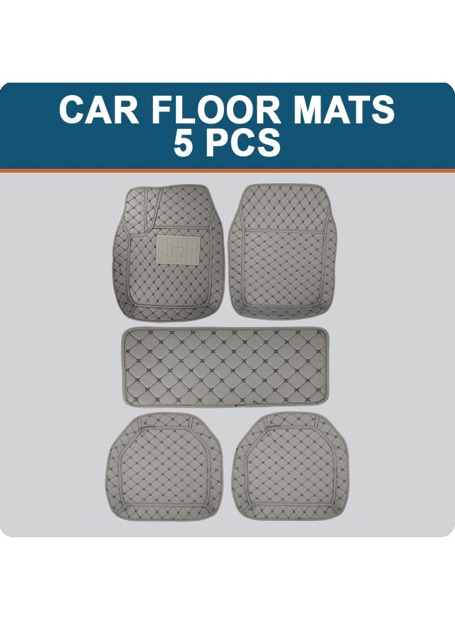Universal 5Pcs Car Floor Mats Set | Waterproof Odour-Free Anti-Skid Foot Mats with Comfortable Heel Pad | Easy to Clean, Durable, Eco-Friendly Interior Protection - Image 1