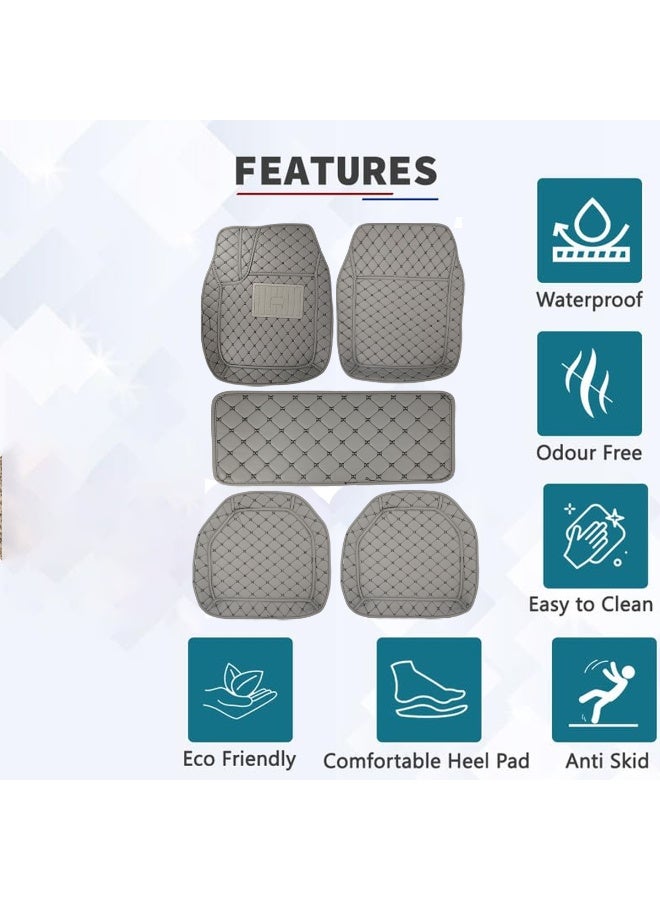 Universal 5Pcs Car Floor Mats Set | Waterproof Odour-Free Anti-Skid Foot Mats with Comfortable Heel Pad | Easy to Clean, Durable, Eco-Friendly Interior Protection - Image 3