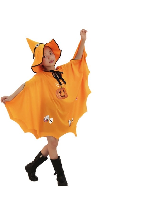 NIBEMINENT Halloween cape and cloak Witch role-playing performance Pumpkin costume cape set