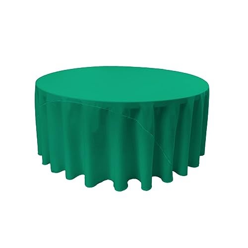 LA Linen Polyester Poplin Washable Round Tablecloth, Stain and Wrinkle Resistant Table Cover 108", Fabric Table Cloth for Dinning, Kitchen, Party, Holiday 108-Inch, Jade, (TCpop108R_Jade153) - Image 1