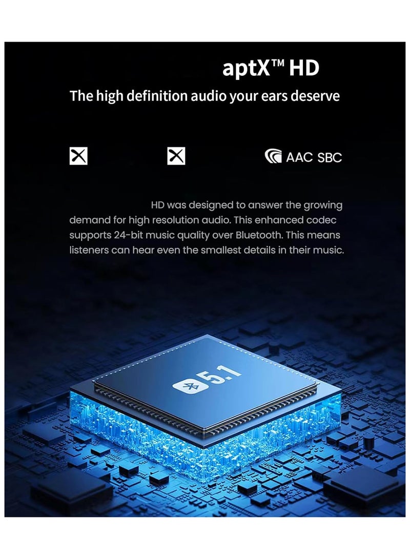 Bluetooth 5.1 Audio Receiver Adapter with 3.5mm to RCA, HiFi Bluetooth Receiver for Home Stereo, Headphones, Speakers, and Car Music Streaming.