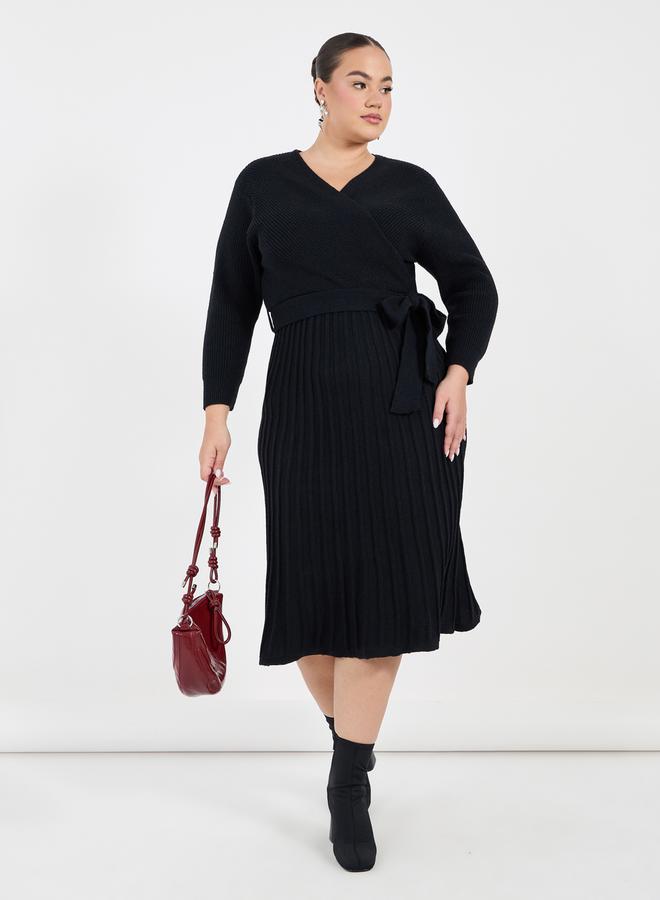 Styli Ribbed Wrap Midi Dress - Image 1
