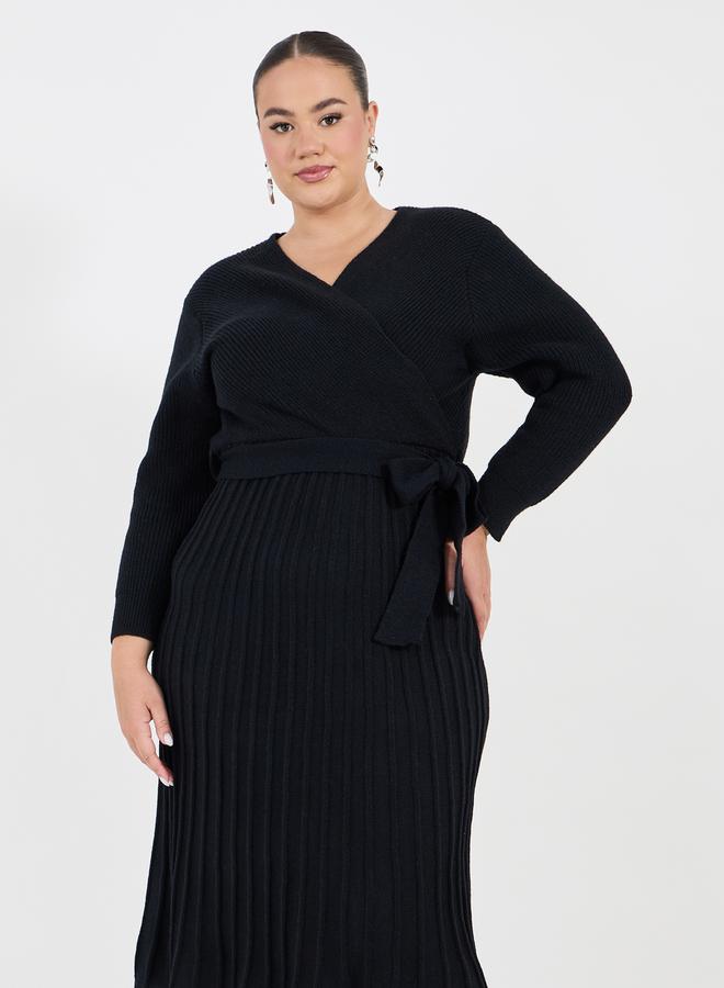 Styli Ribbed Wrap Midi Dress - Image 5