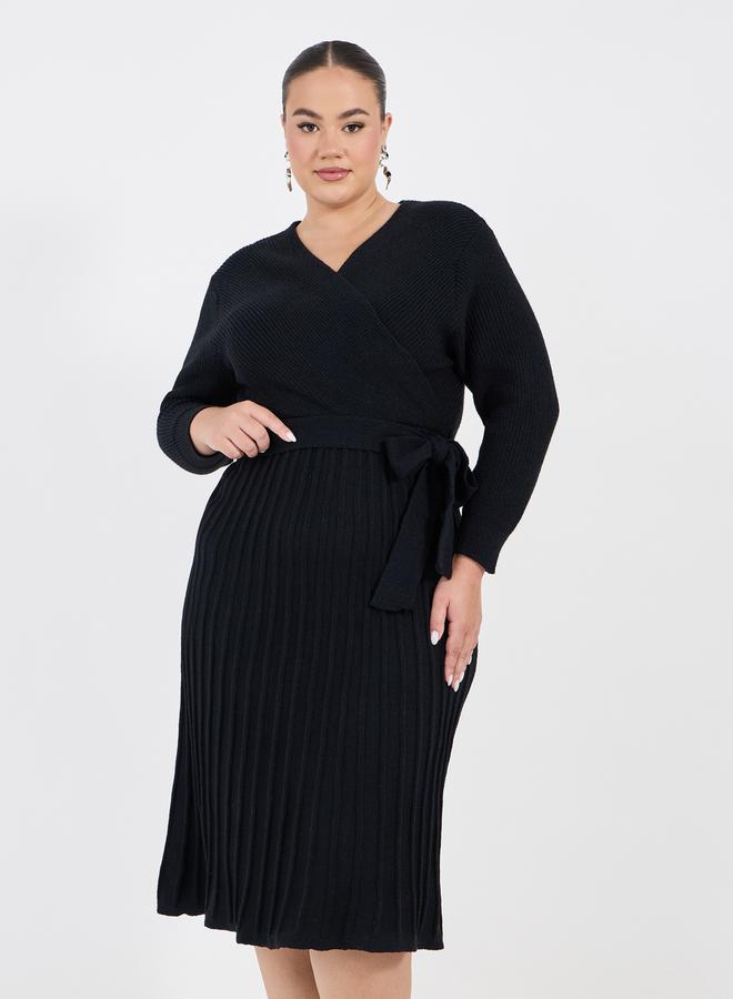 Styli Ribbed Wrap Midi Dress - Image 2