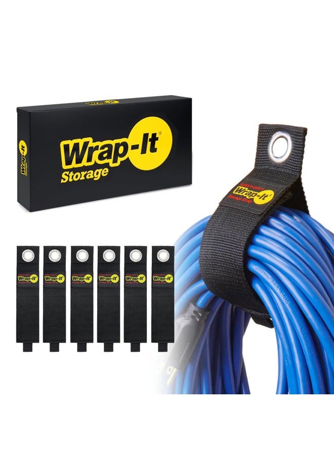 Wrap-It Storage Heavy-Duty Straps, 17-inch (6 Pack) - Hook and Loop Extension Cord Organizer Hanger, Cord Wrap Keeper, Cable Straps for Cords, Hoses, Rope, RV, Boat and Garage and Organization - Image 1