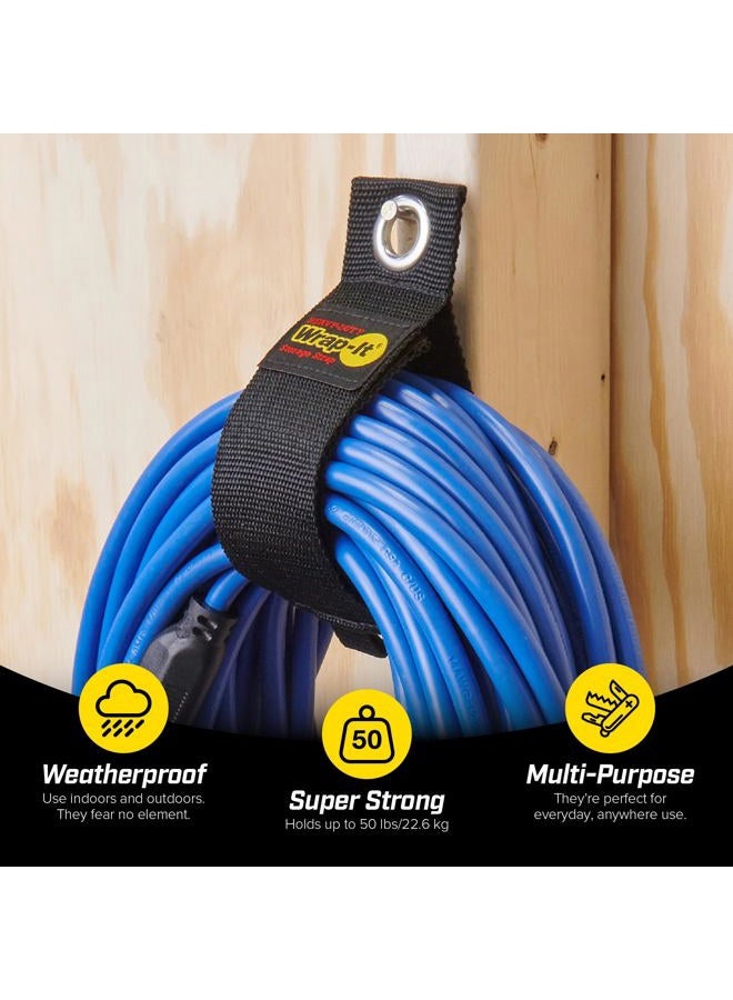 Wrap-It Storage Heavy-Duty Straps, 17-inch (6 Pack) - Hook and Loop Extension Cord Organizer Hanger, Cord Wrap Keeper, Cable Straps for Cords, Hoses, Rope, RV, Boat and Garage and Organization - Image 2