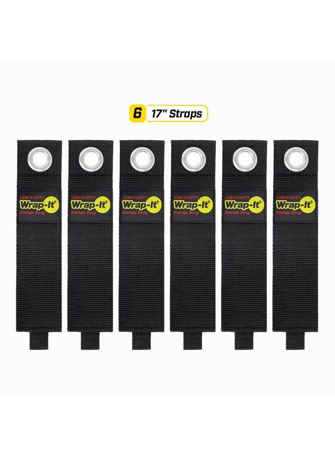 Wrap-It Storage Heavy-Duty Straps, 17-inch (6 Pack) - Hook and Loop Extension Cord Organizer Hanger, Cord Wrap Keeper, Cable Straps for Cords, Hoses, Rope, RV, Boat and Garage and Organization - Image 3