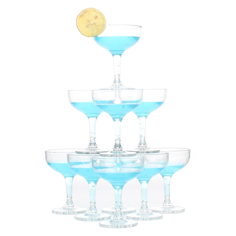 Belinlen 18 Count 5oz Acrylic Martini Glasses for Party Champagne Tower Small Plastic Champagne Coupe Glasses for Martini Margarita Cocktail DessertReusable Dishwasher Safe