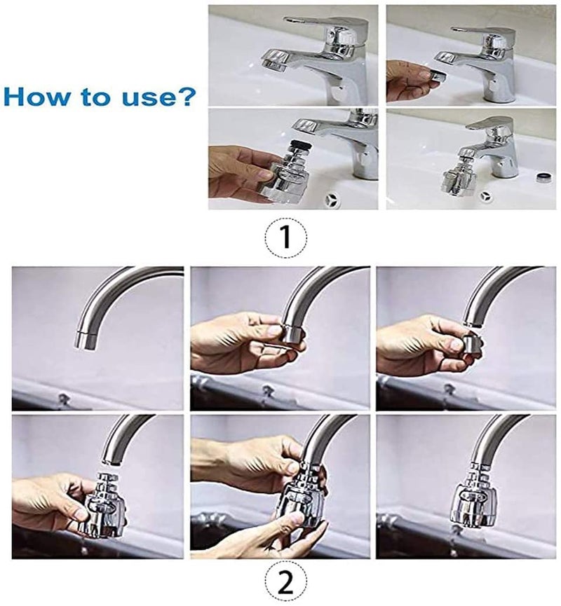 HENIJ Water Swivel Faucet Extender, 360 ° Rotatable Spray Head Adapter Kitchen Swivel Tap Double Mode Water Saving Spray Splash-Proof Faucet for Bathroom Kitchen (SHORT, Pack of 1) - Image 5