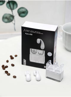 Generic Transparent Creative Noise Cancelling Bluetooth Headset Small and Portable Sports Music Headset with Charging Case White Color For iPhone, Android  - Image 2