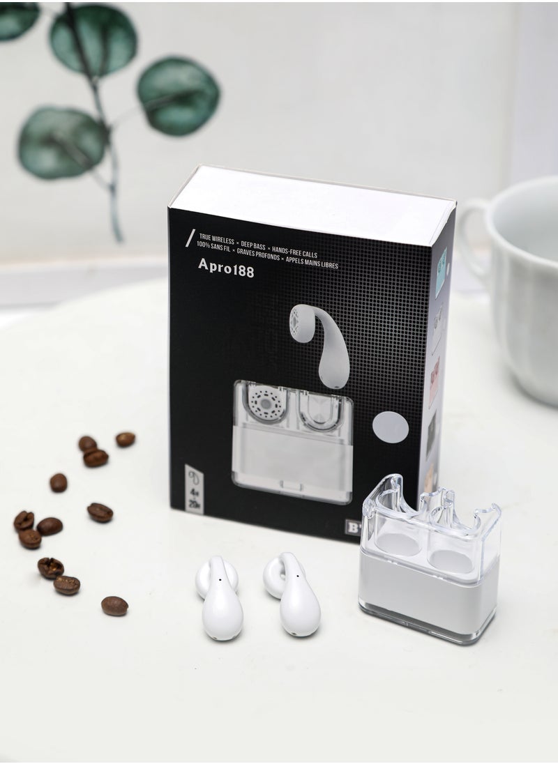 Generic - Transparent Creative Noise Cancelling Bluetooth Headset Small and Portable Sports Music Headset with Charging Case White Color For iPhone, Android - Image 1