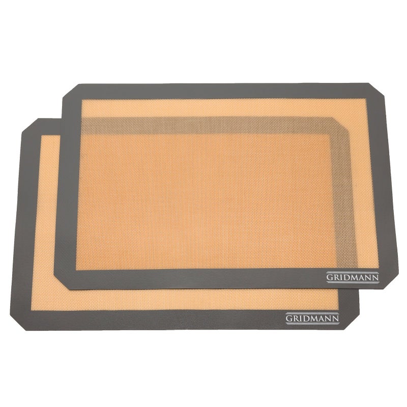 GRIDMANN Pro Silicone Baking Mat  Set of 2 NonStick Half Sheet 1612 x 1158 Food Safe Tray Pan Liners