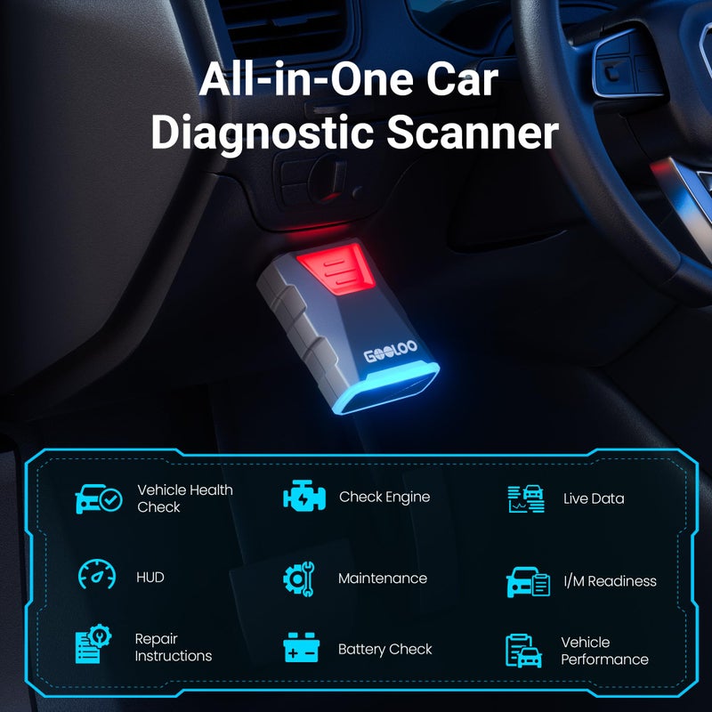 GOOLOO DEEPSCAN DS100 OBD2 Scanner Bluetoothï¼ŒAll System Diagnostic Tool Car Code Reader for iOS & Android, 6+ Reset Functions, Repair Guides, Check Engine, Wireless OBD-II Scan Tool on Vehicles 1996+ - Image 4