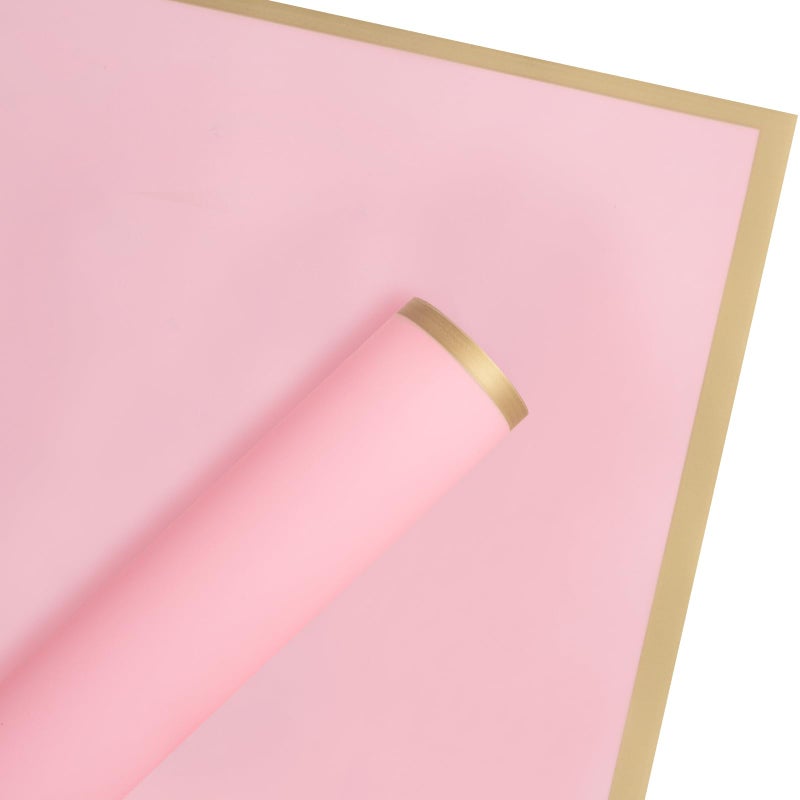 WRAPAHOLIC 20 Sheets Flower Wrapping Paper - 22.4 x 22.4 inch Gold Trim Pink Water-Resistant Floral Bouquet Wrapping Paper, Florist Supplies Packaging Paper for Wedding Birthday Gift DIY - Image 4