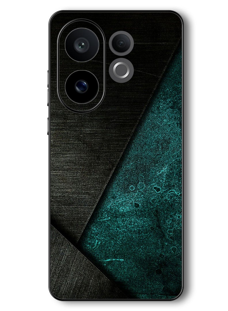 Theodor Case Compatible with Vivo V60 6.77 Inch Protection Shockproof Bumper Cover Black Dark Green Pattern - Image 1