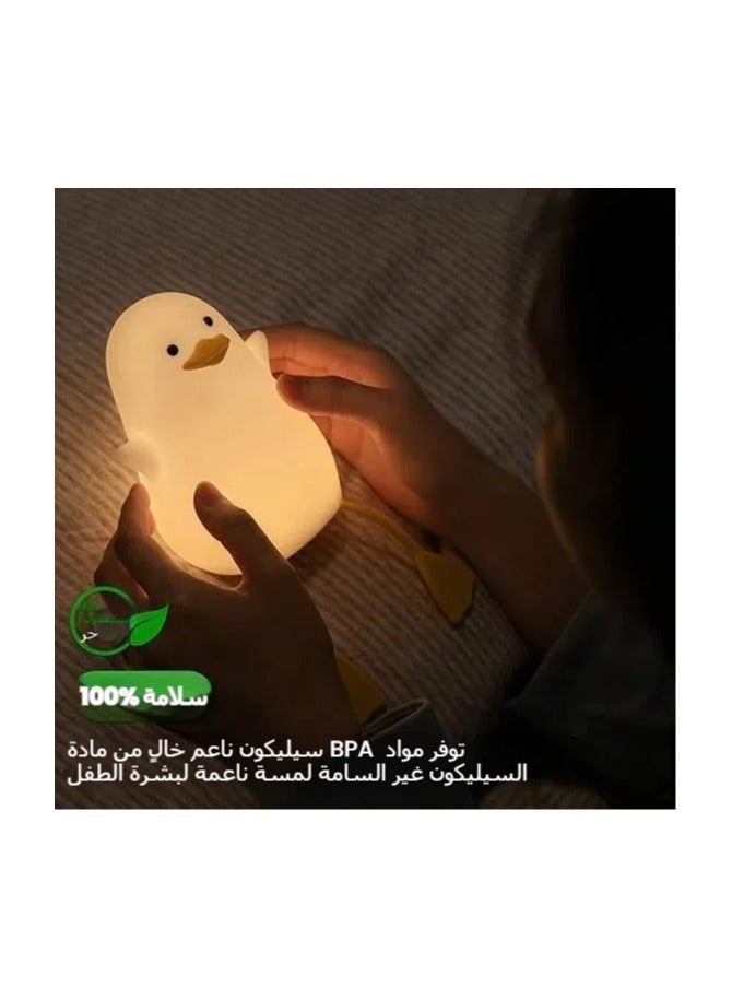 ضوء ليلي من السيليكون على شكل بطة، مصباح حيوانات لطيف لغرفة الأطفال، مصباح أنيمي قابل لإعادة الشحن مع حساس لمس للإضاءة الجانبية لغرف نوم الأطفال، ديكور منزلي، هدايا عيد الميلاد أو عيد الميلاد للأطفال، مناسب للبنات والبنين. - Image 2