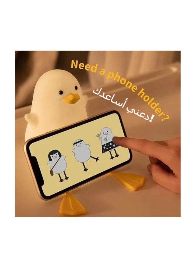 ضوء ليلي من السيليكون على شكل بطة، مصباح حيوانات لطيف لغرفة الأطفال، مصباح أنيمي قابل لإعادة الشحن مع حساس لمس للإضاءة الجانبية لغرف نوم الأطفال، ديكور منزلي، هدايا عيد الميلاد أو عيد الميلاد للأطفال، مناسب للبنات والبنين. - Image 3