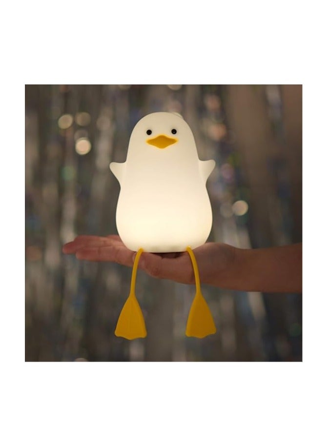 ضوء ليلي من السيليكون على شكل بطة، مصباح حيوانات لطيف لغرفة الأطفال، مصباح أنيمي قابل لإعادة الشحن مع حساس لمس للإضاءة الجانبية لغرف نوم الأطفال، ديكور منزلي، هدايا عيد الميلاد أو عيد الميلاد للأطفال، مناسب للبنات والبنين. - Image 1