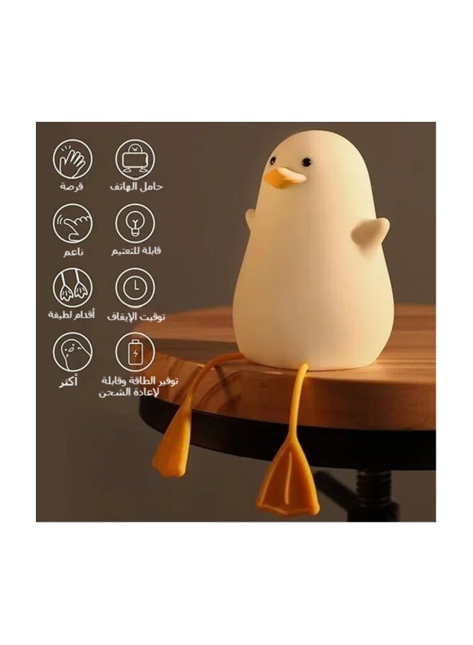 ضوء ليلي من السيليكون على شكل بطة، مصباح حيوانات لطيف لغرفة الأطفال، مصباح أنيمي قابل لإعادة الشحن مع حساس لمس للإضاءة الجانبية لغرف نوم الأطفال، ديكور منزلي، هدايا عيد الميلاد أو عيد الميلاد للأطفال، مناسب للبنات والبنين. - Image 4