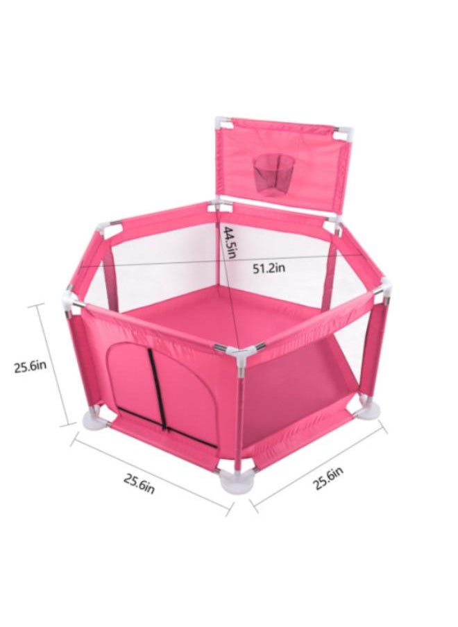 Baby Playpen with basket for Babies and Toddlers Baby Fence Baby Play Yards for Indoor & Outdoor (pink)CODE / 129 