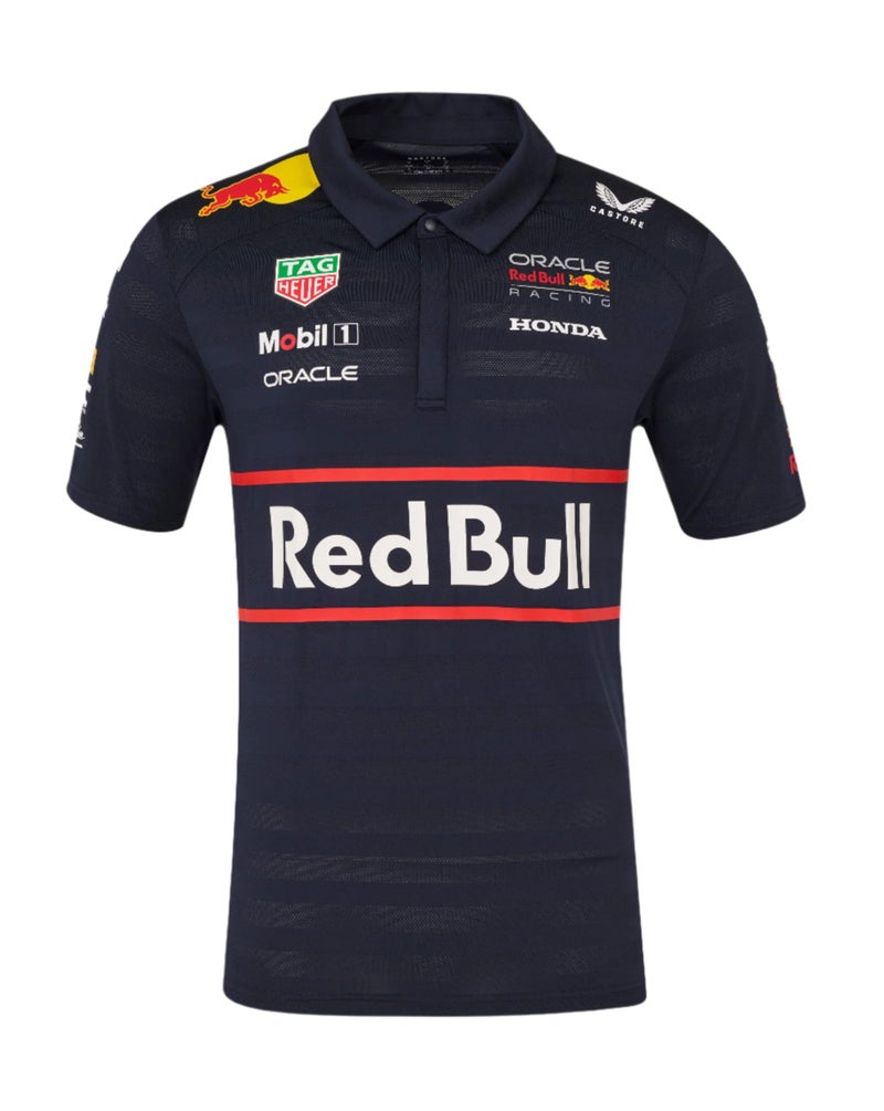 CASTORE قميص بولو للرجال من كاستور ريد بول ريسينغ F1 - أزرق داكن | منتجات رسمية لفريق الفورمولا 1 2025 | أكمام قصيرة | قميص بولو | عبوة من 1 - Image 1