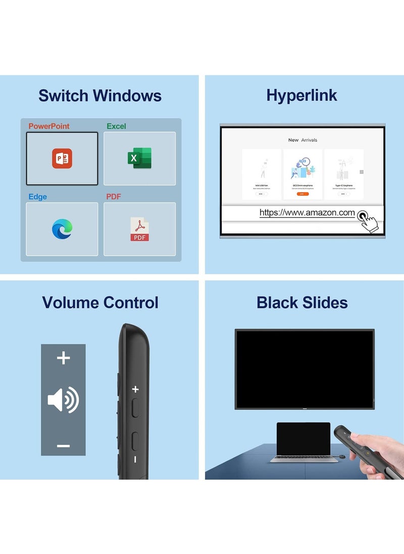 MAOGEDA Wireless Presenter Remote Control, Hyperlink, Volume, Remote Controlled Laser Presentation Click Pen Powerpoint Office Presentation Clicker for Keynote/Ppt/Mac/Pc/Laptop  - Image 3