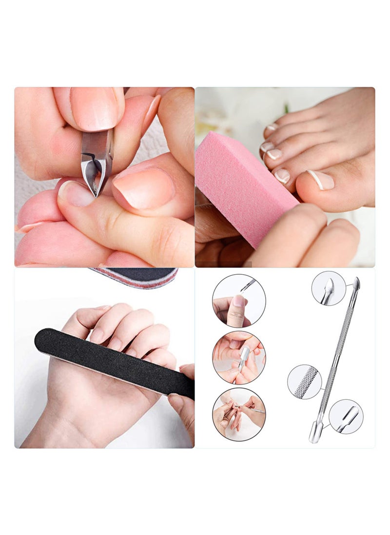KHAJUL - 11 PCS Nail File Set, Come with Cuticle Nipper and Pusher, For Dead Skin Nail Trimming Manicure Tools (Random Color) - Image 1