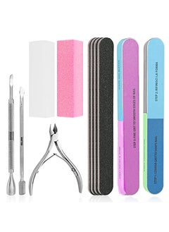 KHAJUL 11 PCS Nail File Set, Come with Cuticle Nipper and Pusher, For Dead Skin Nail Trimming Manicure Tools (Random Color)  - Image 1