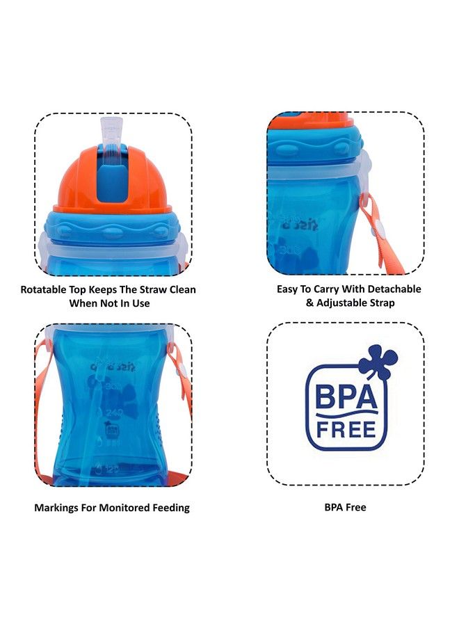 1st Step 360 Ml Polypropylene Bpa Free Sport Straw Sipper Cup With Detachable Straps And Straw Lid (Blue) - Image 3
