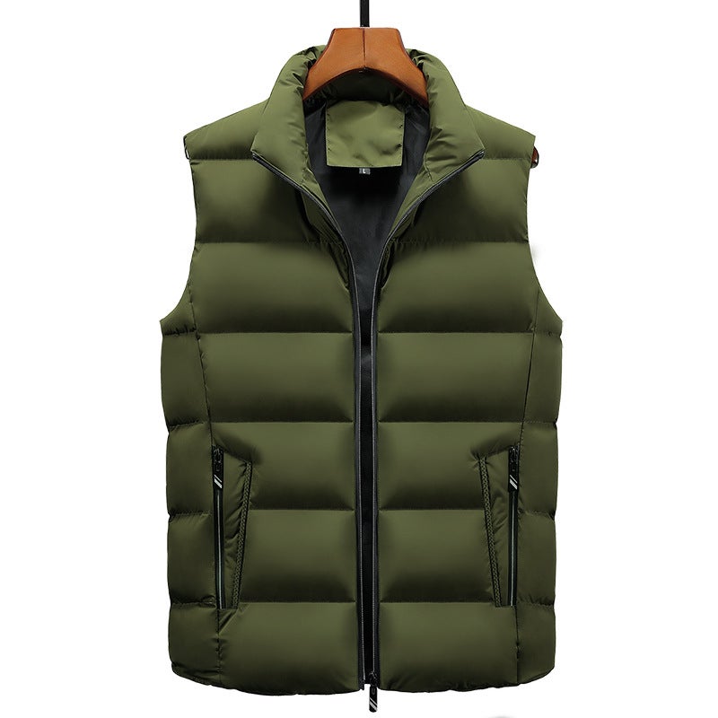Foreign Men's Autumn and Winter Vest Men's Slim-fit Sleeveless Thickened Vest Korean Style Vertical Collar Cotton-padded Jacket Waistcoat M-