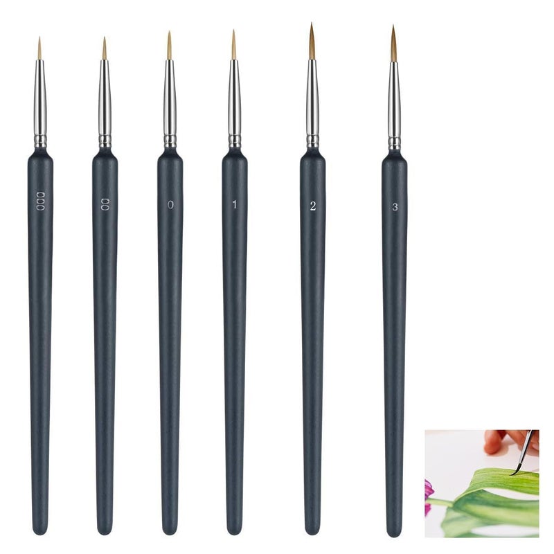 Foxelli Paint Brush Set with Nylon Hair Detailing Brush for Painting for Acrylic Painting, 6pc Paint Brushes Set, Professional Wolf Fine Tip, Figures, Oil Watercolor Paint Brushes Set for Fine Detailing (1) - Image 1
