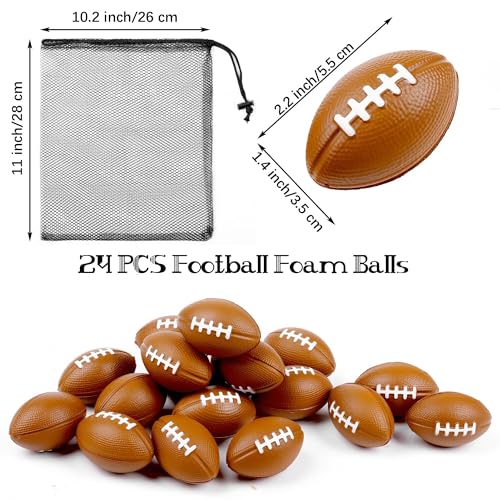 Aodaer 24 Pack Mini Football Stress Balls with Drawstring Mesh Bag Fidget Toys for Adults Soft Foam Balls for Sports Party Favor Gifts - Image 5