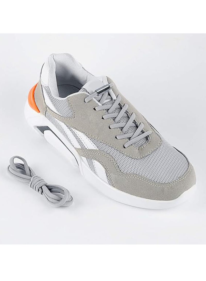 2 Pairs Elastic No Tie Shoe Laces For Adults Kids Elderly Elastic Shoe Laces Grey White - Image 2