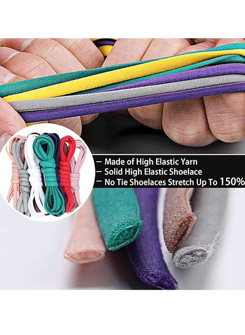 2 Pairs Elastic No Tie Shoe Laces For Adults Kids Elderly Elastic Shoe Laces Grey White - Image 4