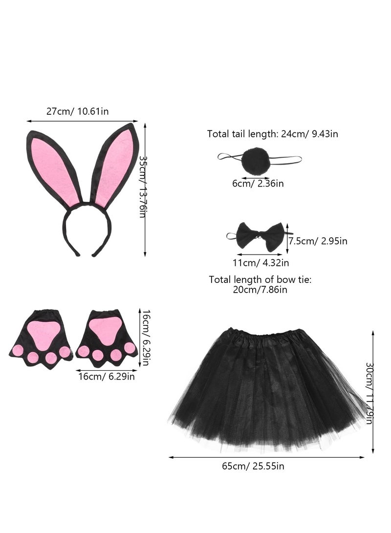 SYOSI Rabbit Ears Headband Halloween Animal Costume, Bunny Tail, Bowtie, Gloves, Tutu Skirt Cosplay Accessories - Image 3