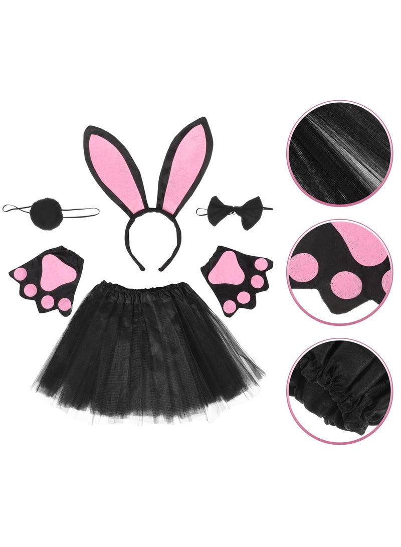SYOSI Rabbit Ears Headband Halloween Animal Costume, Bunny Tail, Bowtie, Gloves, Tutu Skirt Cosplay Accessories - Image 1