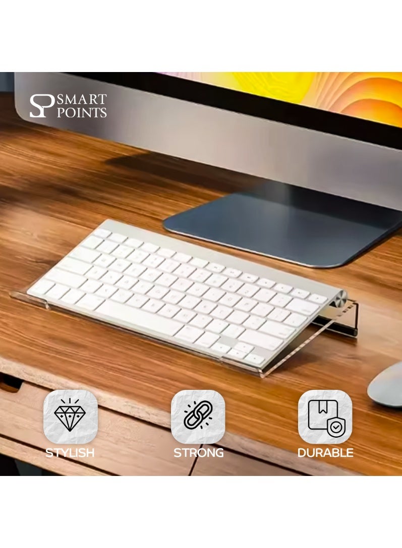 SMARTPOINTS Clear Acrylic Keyboard Stand – Ergonomic Desk Organizer (29.9 × 13.3 × 3.9 cm) - Image 4