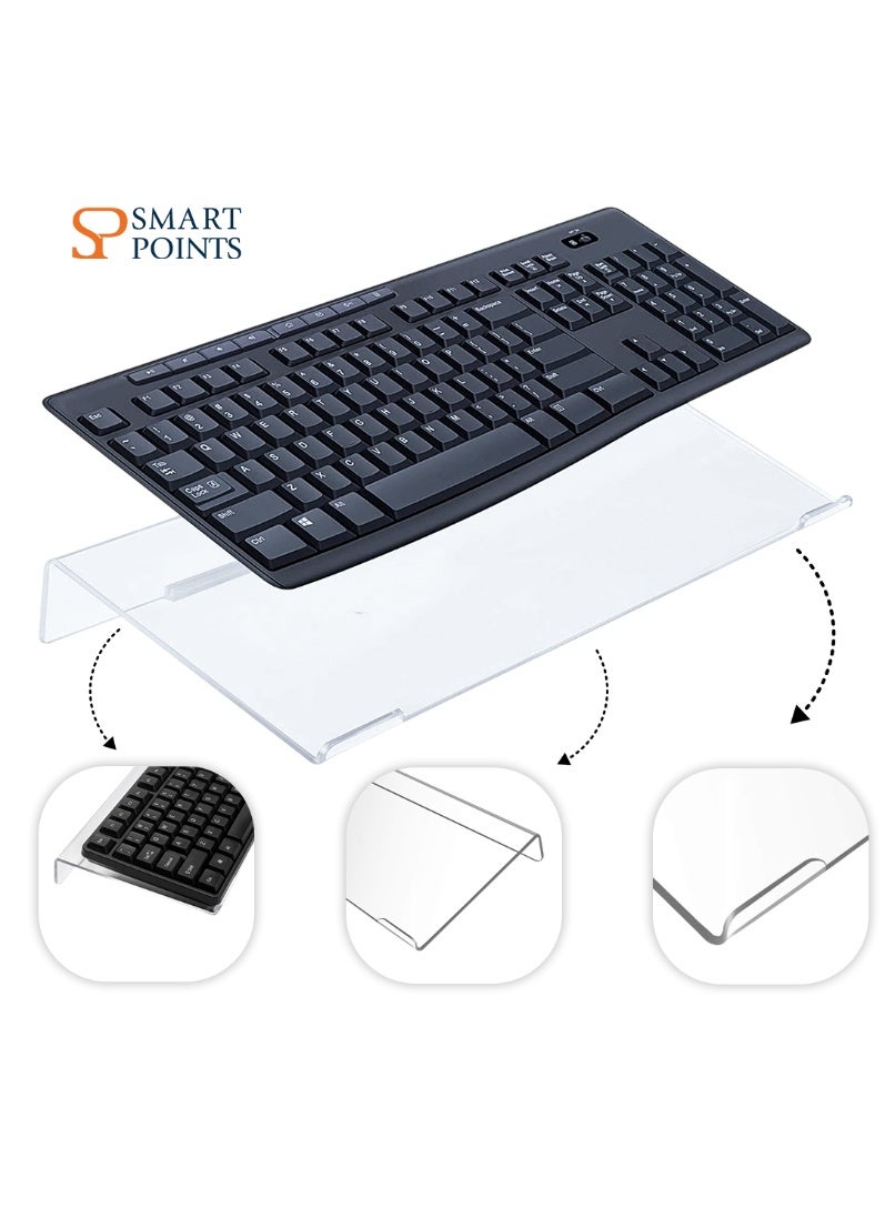 SMARTPOINTS Clear Acrylic Keyboard Stand – Ergonomic Desk Organizer (29.9 × 13.3 × 3.9 cm) - Image 5