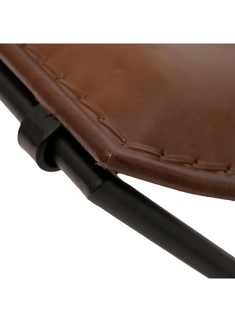 Shades N Stitches Shades N Stitches Butler Melton Golden Brown Leather Stool Tabouret Hunting Camping Chair Leisure Folding Stool Living Room Stool Handmade Folding Stool  - Image 5