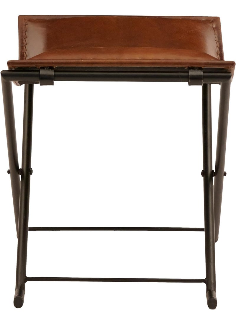 Shades N Stitches Shades N Stitches Butler Melton Golden Brown Leather Stool Tabouret Hunting Camping Chair Leisure Folding Stool Living Room Stool Handmade Folding Stool  - Image 3