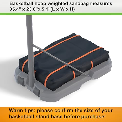 DORAHUA Basketball Hoop Sandbag Heavy Duty Weighted Bottom Anchor for Basketball Frames Made of 600D Waterproof And Dustproof oxford fabric Double Layer Fabric L 354 x W 236 x H 51 Black - Image 3