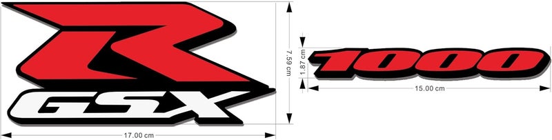 iTobest Suzuki GSXR 1000 Fairing Decal Sticker Compatible With 2005-2016 K5 K7 K9 Motorcycle GSX-R - Vinyl 6.69"x2.99" / 5.9"x0.74" (Black & Red) - Image 2